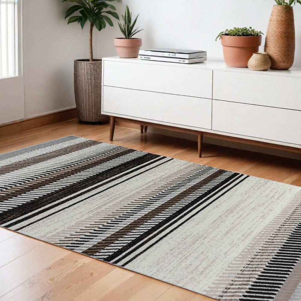 7' X 10' Beige Striped Area Rug - Homeroots - Flyclothing LLC