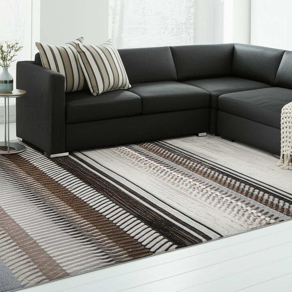 8' X 11' Beige Striped Area Rug - Homeroots - Flyclothing LLC