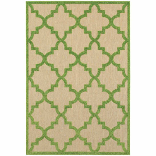 8' X 11' Green Geometric Stain Resistant Indoor Outdoor Area Rug - Homeroots - Flyclothing LLC