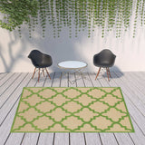 8' X 11' Green Geometric Stain Resistant Indoor Outdoor Area Rug - Homeroots - Flyclothing LLC