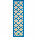 2' X 8' Blue and Beige Geometric Stain Resistant Indoor Outdoor Area Rug - Homeroots - Flyclothing LLC
