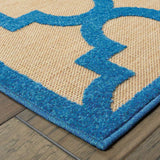 7' X 10' Blue and Beige Geometric Stain Resistant Indoor Outdoor Area Rug - Homeroots - Flyclothing LLC