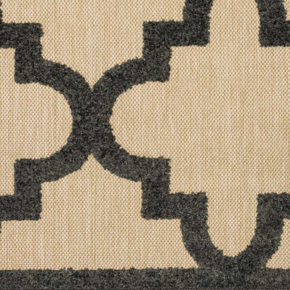 2' X 8' Beige and Black Geometric Stain Resistant Indoor Outdoor Area Rug - Homeroots - Flyclothing LLC