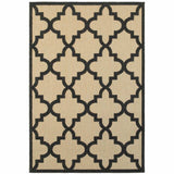 7' X 10' Beige and Black Geometric Stain Resistant Indoor Outdoor Area Rug - Homeroots - Flyclothing LLC