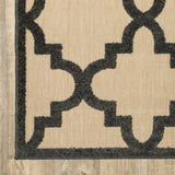 7' X 10' Beige and Black Geometric Stain Resistant Indoor Outdoor Area Rug - Homeroots - Flyclothing LLC