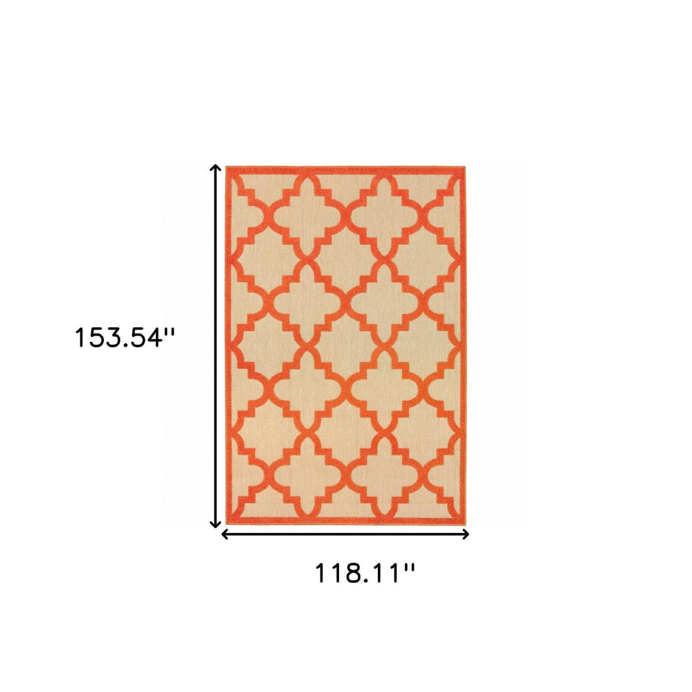 10' X 13' Orange Geometric Stain Resistant Indoor Outdoor Area Rug - Homeroots - Flyclothing LLC