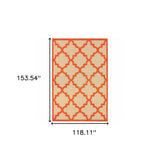 10' X 13' Orange Geometric Stain Resistant Indoor Outdoor Area Rug - Homeroots - Flyclothing LLC