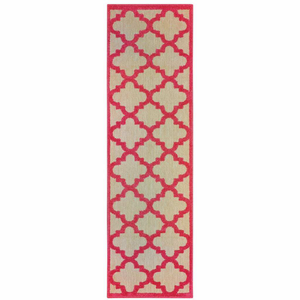 2' X 8' Red Geometric Stain Resistant Indoor Outdoor Area Rug - Homeroots - Flyclothing LLC