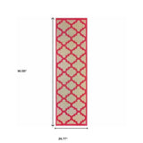 2' X 8' Red Geometric Stain Resistant Indoor Outdoor Area Rug - Homeroots - Flyclothing LLC