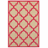 4' X 5' Red Geometric Stain Resistant Indoor Outdoor Area Rug - Homeroots - Flyclothing LLC