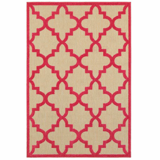8' X 11' Red Geometric Stain Resistant Indoor Outdoor Area Rug - Homeroots - Flyclothing LLC