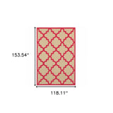 10' X 13' Red Geometric Stain Resistant Indoor Outdoor Area Rug - Homeroots - Flyclothing LLC
