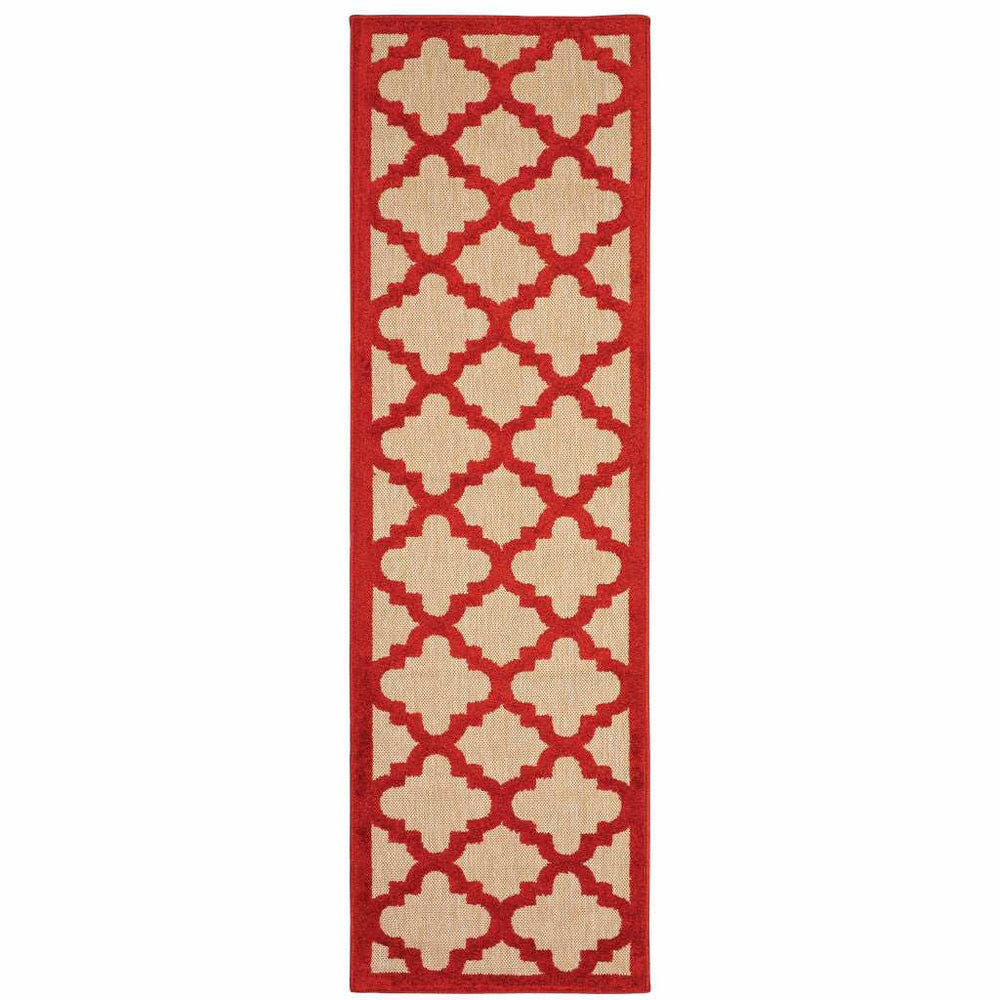 2' X 8' Red Geometric Stain Resistant Indoor Outdoor Area Rug - Homeroots - Flyclothing LLC