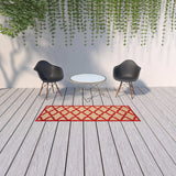 2' X 8' Red Geometric Stain Resistant Indoor Outdoor Area Rug - Homeroots - Flyclothing LLC