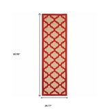 2' X 8' Red Geometric Stain Resistant Indoor Outdoor Area Rug - Homeroots - Flyclothing LLC