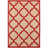 7' X 10' Red Geometric Stain Resistant Indoor Outdoor Area Rug - Homeroots - Flyclothing LLC