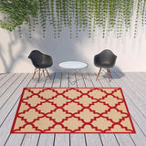 8' X 11' Red Geometric Stain Resistant Indoor Outdoor Area Rug - Homeroots - Flyclothing LLC