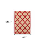 10' X 13' Red Geometric Stain Resistant Indoor Outdoor Area Rug - Homeroots - Flyclothing LLC