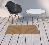 2' X 4' Tan Striped Stain Resistant Indoor Outdoor Area Rug - Homeroots - Flyclothing LLC