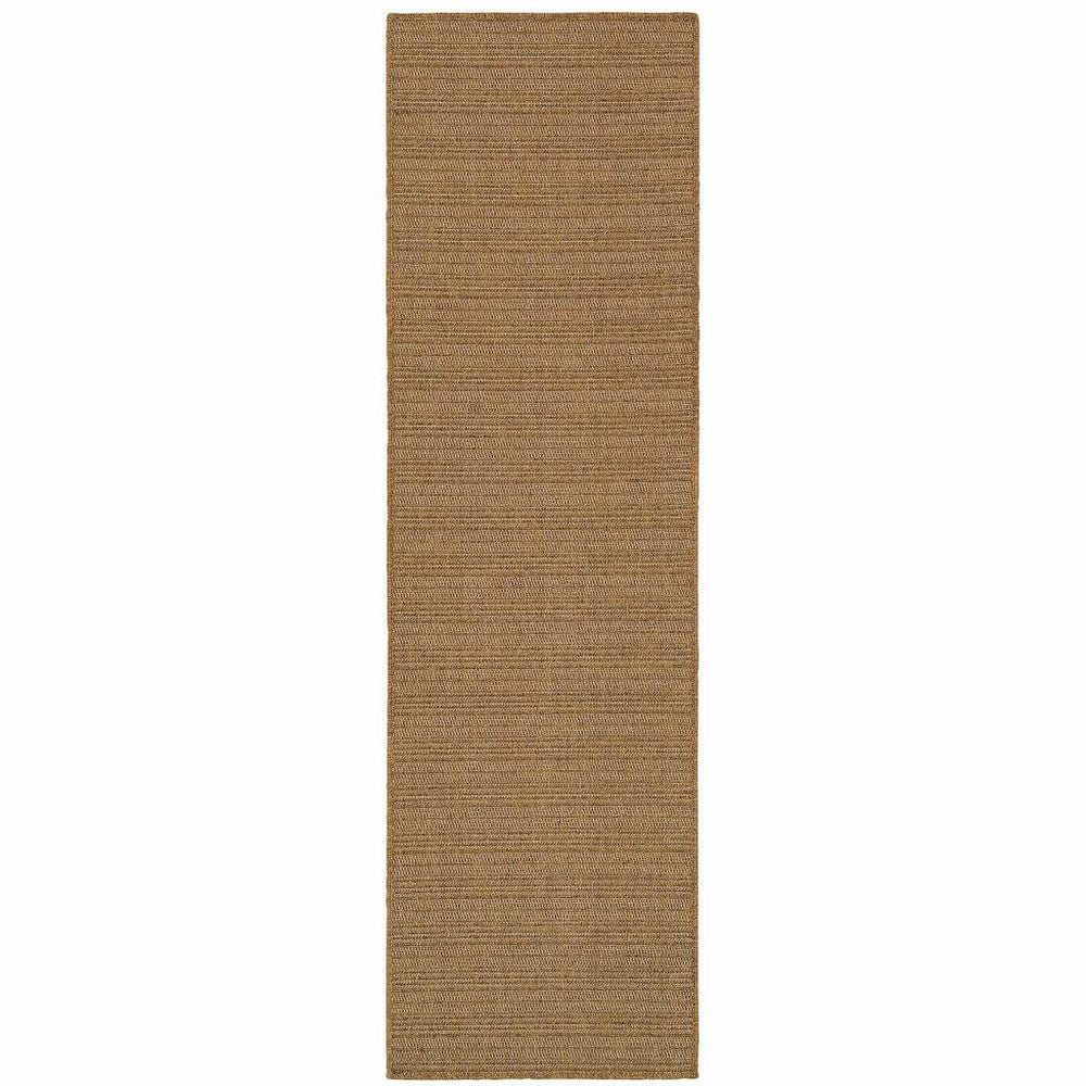 2' X 8' Tan Striped Stain Resistant Indoor Outdoor Area Rug - Homeroots - Flyclothing LLC