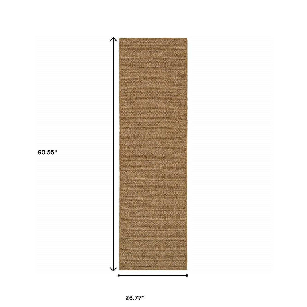 2' X 8' Tan Striped Stain Resistant Indoor Outdoor Area Rug - Homeroots - Flyclothing LLC