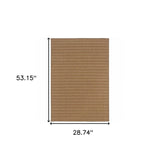 2' X 4' Tan Striped Stain Resistant Indoor Outdoor Area Rug - Homeroots - Flyclothing LLC