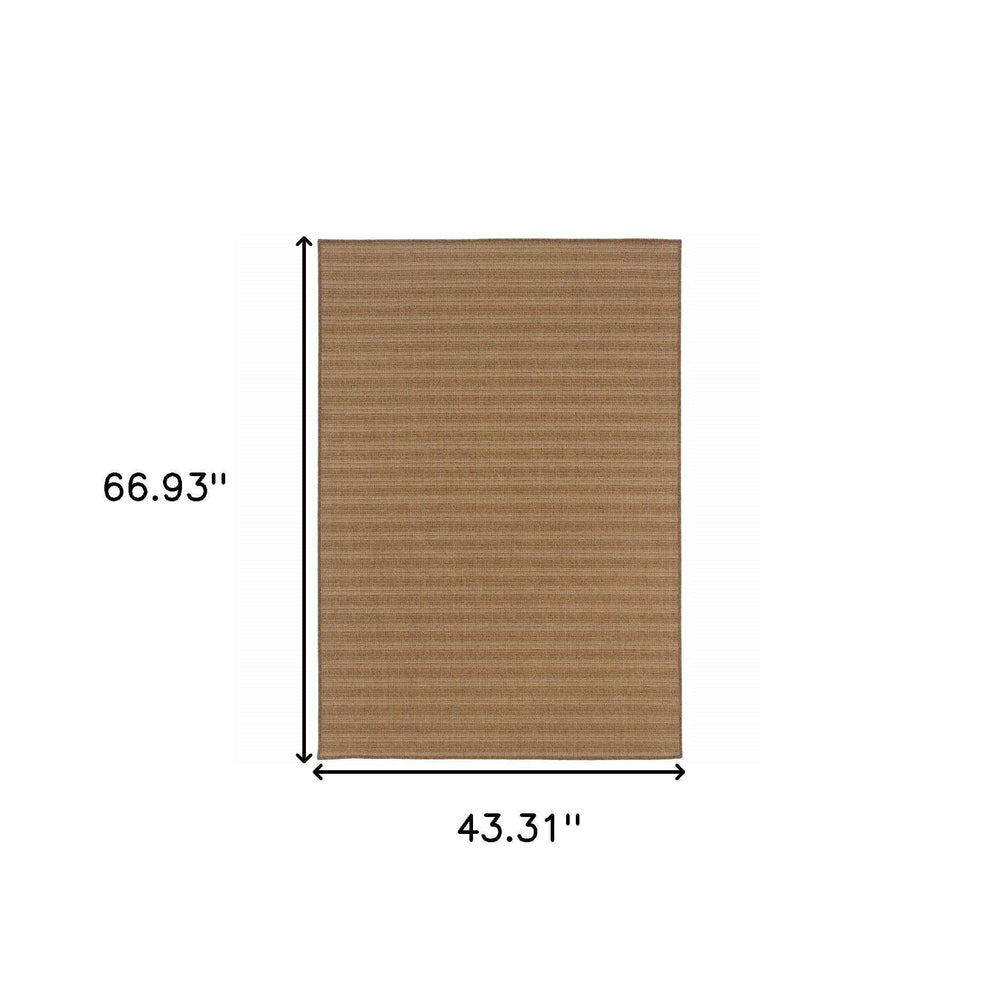 4' X 6' Tan Striped Stain Resistant Indoor Outdoor Area Rug - Homeroots - Flyclothing LLC