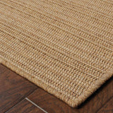 8' X 11' Tan Striped Stain Resistant Indoor Outdoor Area Rug - Homeroots - Flyclothing LLC