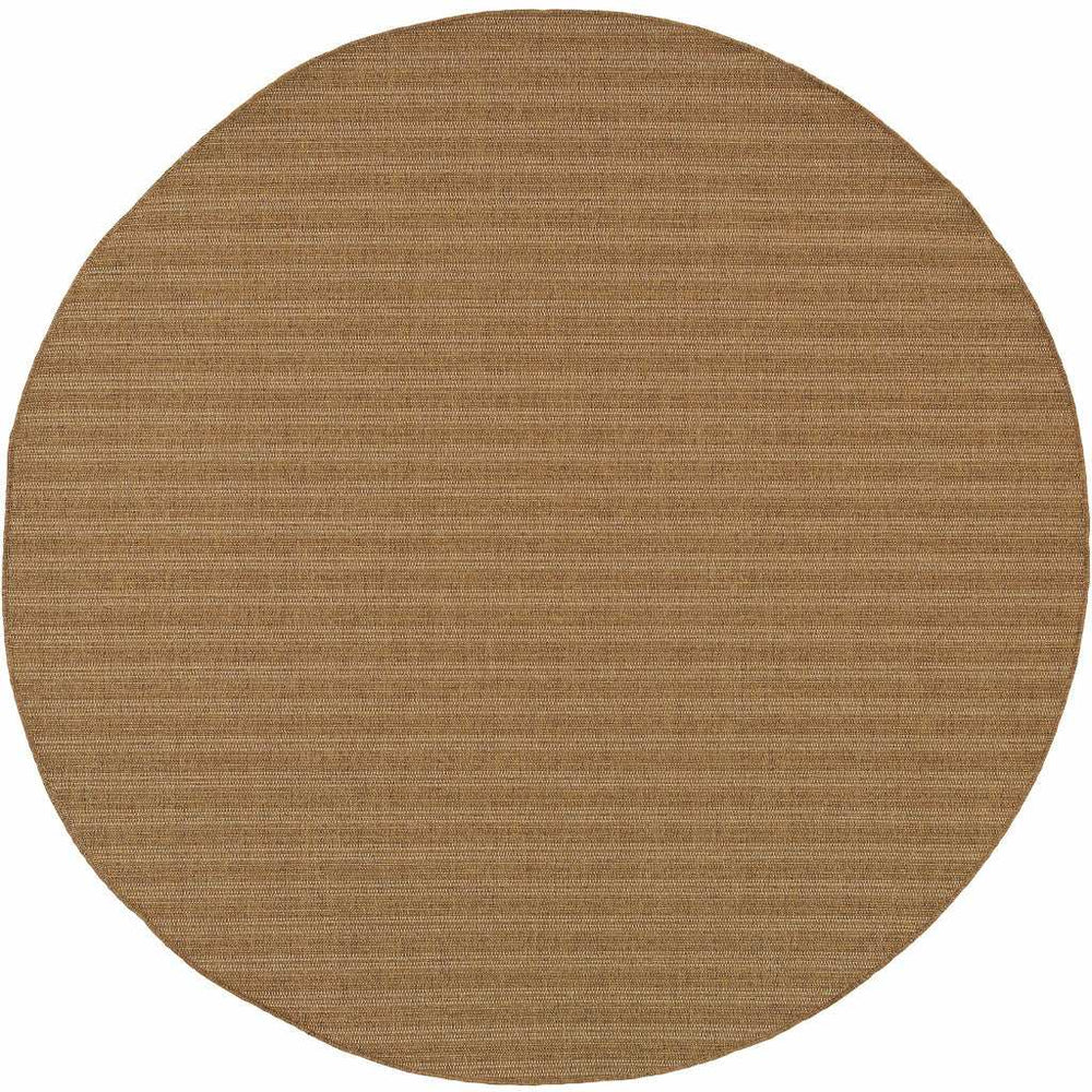 8' X 8' Tan Round Striped Stain Resistant Indoor Outdoor Area Rug - Homeroots - Flyclothing LLC