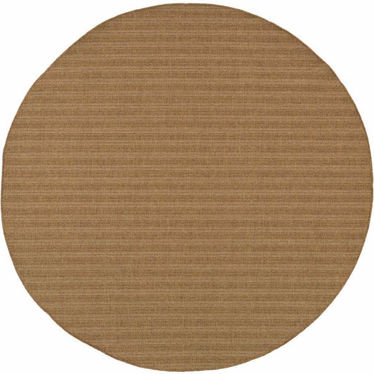8' X 8' Tan Round Striped Stain Resistant Indoor Outdoor Area Rug - Homeroots - Flyclothing LLC