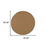 8' X 8' Tan Round Striped Stain Resistant Indoor Outdoor Area Rug - Homeroots - Flyclothing LLC