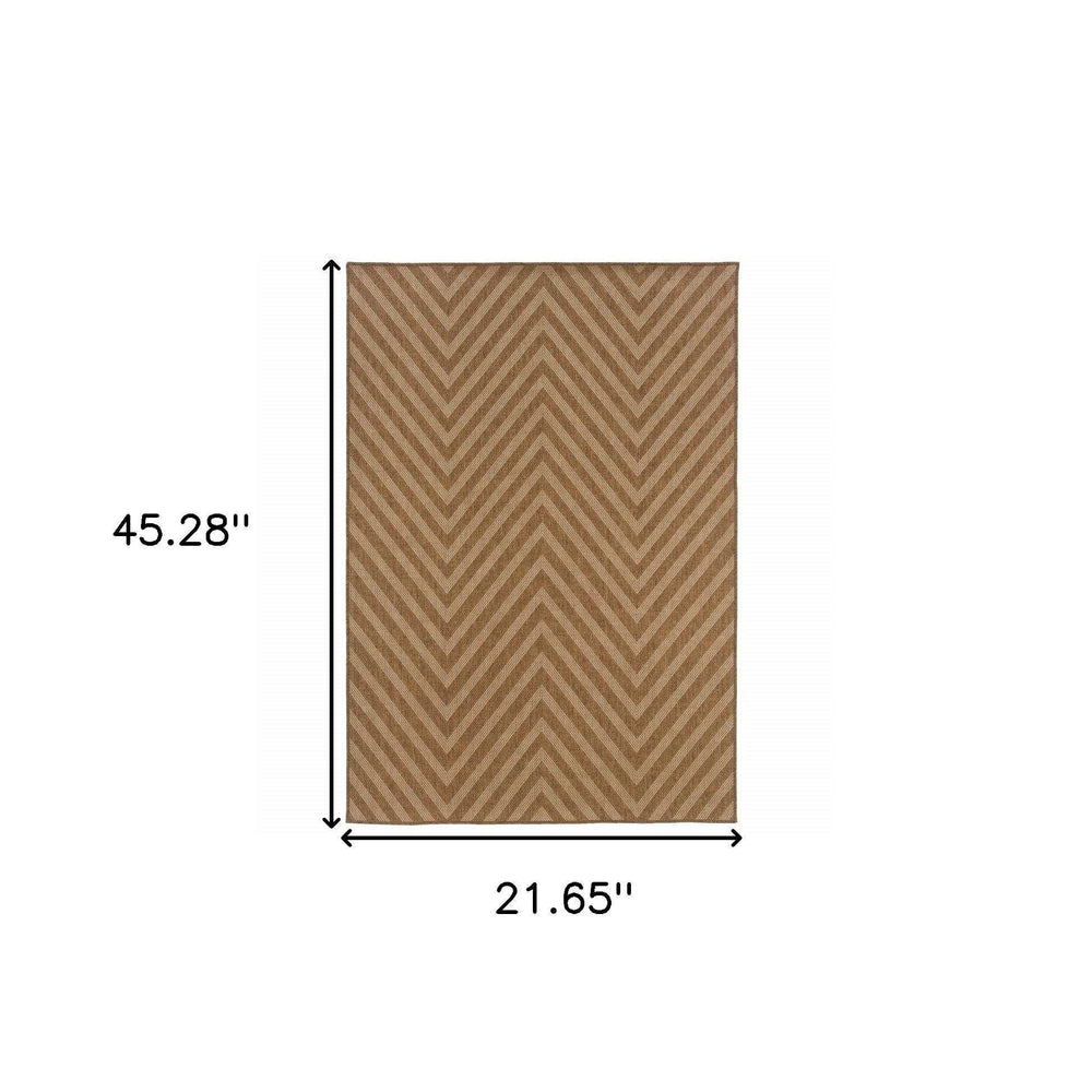 2' X 4' Tan Geometric Stain Resistant Indoor Outdoor Area Rug - Homeroots - Flyclothing LLC