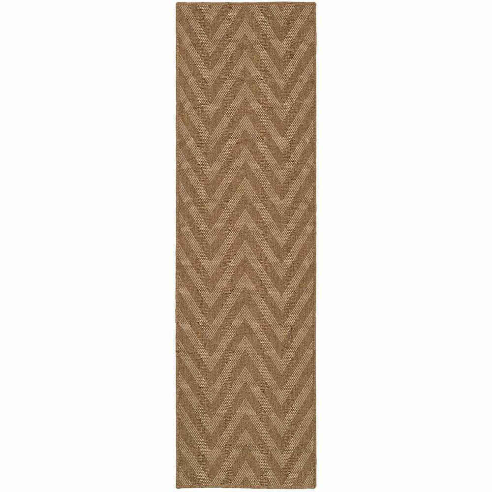 2' X 8' Tan Geometric Stain Resistant Indoor Outdoor Area Rug - Homeroots - Flyclothing LLC