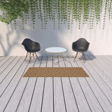 2' X 8' Tan Geometric Stain Resistant Indoor Outdoor Area Rug - Homeroots - Flyclothing LLC