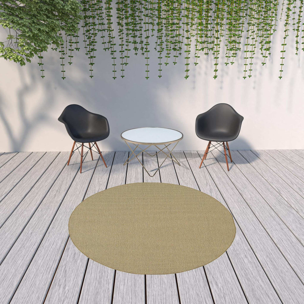 8' X 8' Beige Round Stain Resistant Indoor Outdoor Area Rug - Homeroots - Flyclothing LLC
