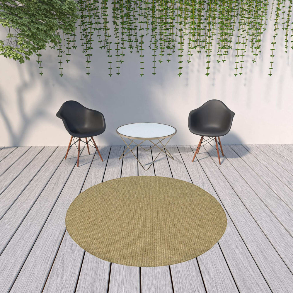 8' X 8' Tan Round Stain Resistant Indoor Outdoor Area Rug - Homeroots - Flyclothing LLC