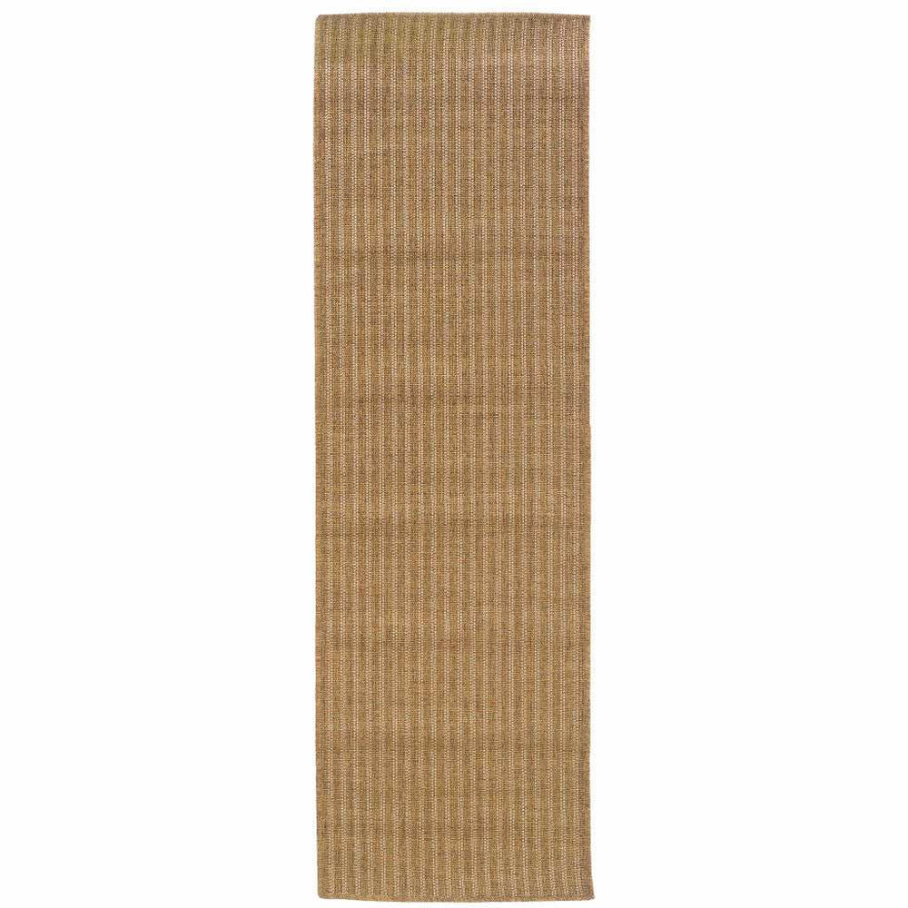 2' X 8' Tan Striped Stain Resistant Indoor Outdoor Area Rug - Homeroots - Flyclothing LLC