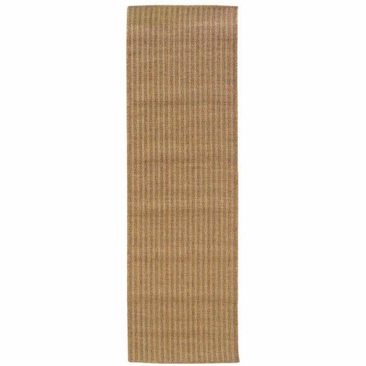 2' X 8' Tan Striped Stain Resistant Indoor Outdoor Area Rug - Homeroots - Flyclothing LLC