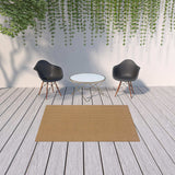 5' X 8' Tan Striped Stain Resistant Indoor Outdoor Area Rug - Homeroots - Flyclothing LLC