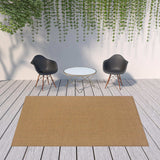 8' X 11' Tan Striped Stain Resistant Indoor Outdoor Area Rug - Homeroots - Flyclothing LLC