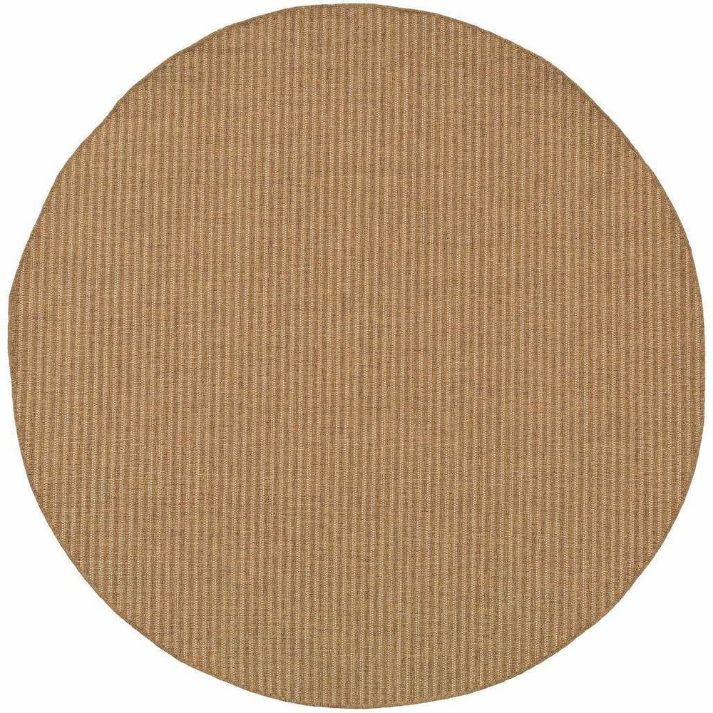 8' X 8' Tan Round Striped Stain Resistant Indoor Outdoor Area Rug - Homeroots - Flyclothing LLC