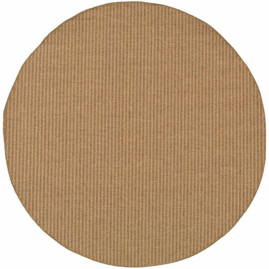 8' X 8' Tan Round Striped Stain Resistant Indoor Outdoor Area Rug - Homeroots - Flyclothing LLC