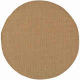 8' X 8' Tan Round Striped Stain Resistant Indoor Outdoor Area Rug - Homeroots - Flyclothing LLC