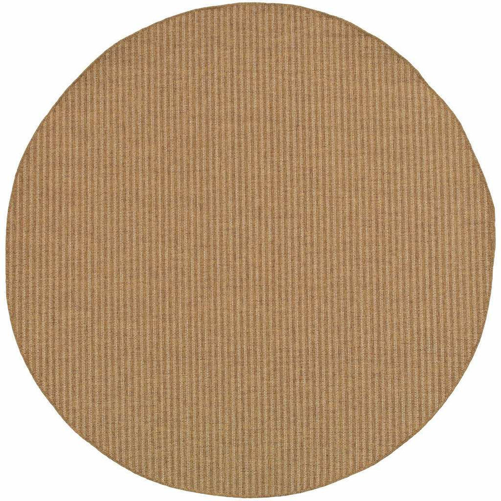8' X 8' Tan Round Striped Stain Resistant Indoor Outdoor Area Rug - Homeroots - Flyclothing LLC
