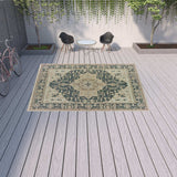 10' X 13' Gray Oriental Stain Resistant Indoor Outdoor Area Rug - Homeroots - Flyclothing LLC