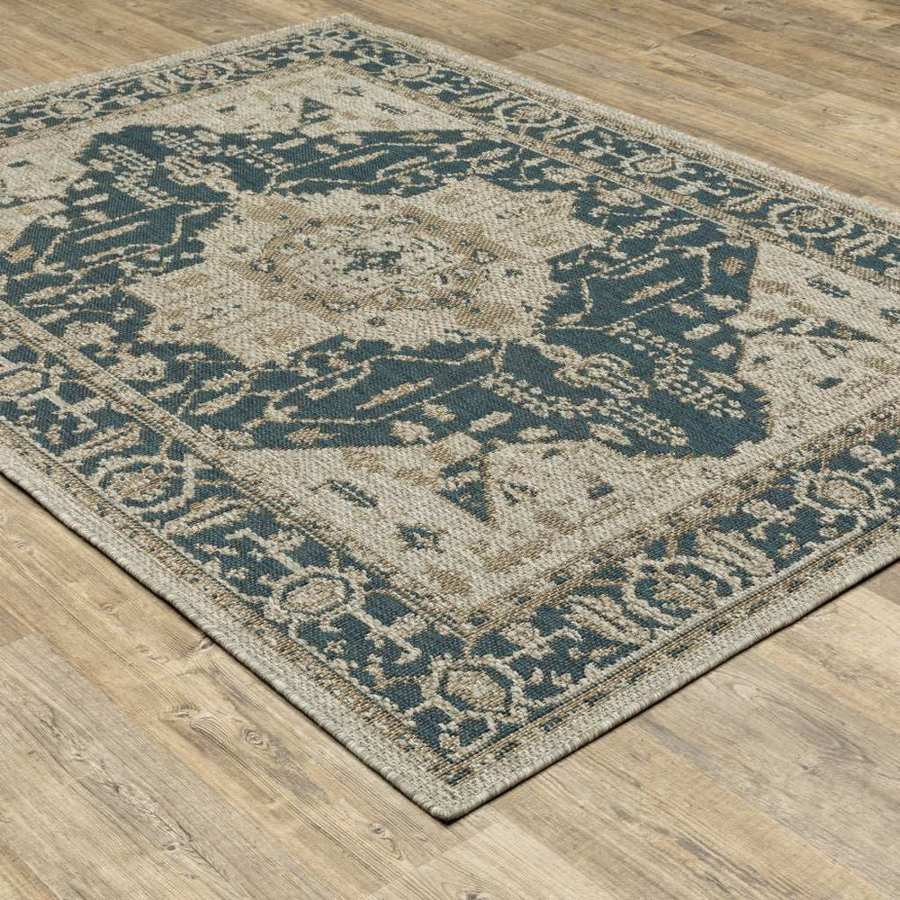 10' X 13' Gray Oriental Stain Resistant Indoor Outdoor Area Rug - Homeroots - Flyclothing LLC
