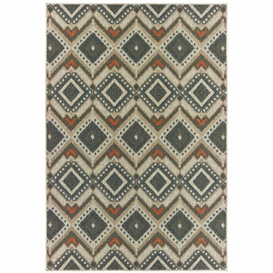 3' X 5' Gray Geometric Stain Resistant Indoor Outdoor Area Rug - Homeroots - Flyclothing LLC