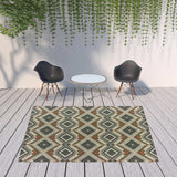 8' x 10' Gray Geometric Stain Resistant Indoor Outdoor Area Rug - Homeroots - Flyclothing LLC