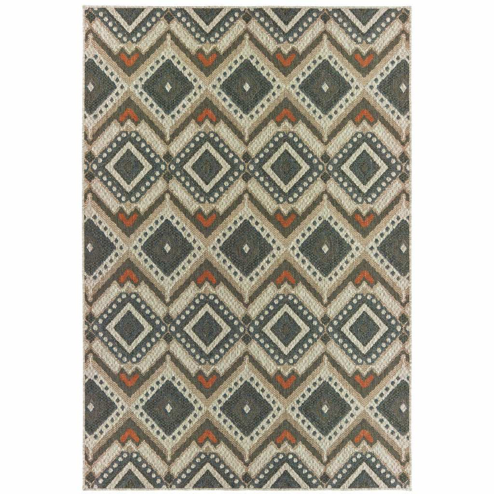 10' X 13' Gray Geometric Stain Resistant Indoor Outdoor Area Rug - Homeroots - Flyclothing LLC