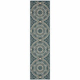 2' X 8' Blue and Gray Geometric Stain Resistant Indoor Outdoor Area Rug - Homeroots - Flyclothing LLC